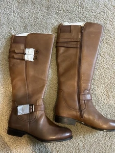 Naturalizer Womens Leather Riding Boots Wide Calf Knee High Brown Size 10M - Picture 1 of 8