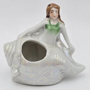 Vintage Baithing Beauty Made In Japan Mermaid on Shell Ceramic Lusterware Handpa - Picture 1 of 23