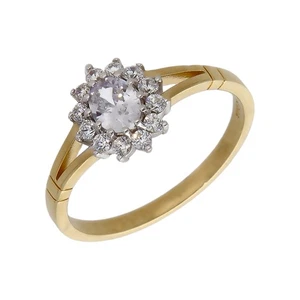Nuevo anillo con racimo de circonitas cúbicas de oro amarillo de 9 quilates tamaño: M oro de 9 quilates para ella - Imagen 1 de 2
