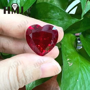 Lab Created Ruby Heart Cut Loose Rubies Hand-Cut Gemstone for Jewelry with AGL - Picture 1 of 20