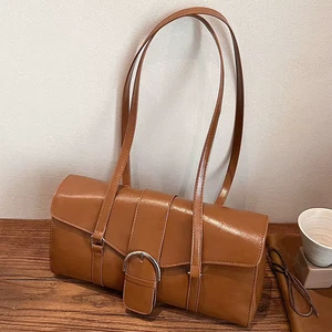 Women PU Shoulder Bag Buckle Carrying Bag Fashion Underarm Bag Stylish Armpit Ba - Picture 1 of 15