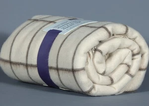 CASPER SLEEP Inc. MARSHMALLOW Pinstripe Plaid 100% Wool Throw Blanket 50"x70" - Picture 1 of 5