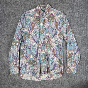Camicia Alan Flusser uomo grande paisley multicolore bottoni manica lunga cotone - Foto 1 di 8