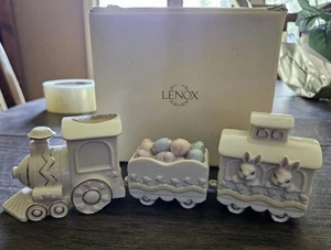Lenox - Ivory Porcelain - Easter Bunny Train Bunny Engineer & Passengers - Picture 1 of 6