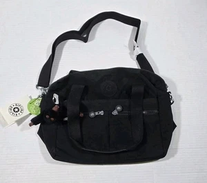 Kipling Mujer Borgoña Bolso de Hombro Cartera Cremallera Lona Mono Negro NUEVO - Imagen 1 de 4
