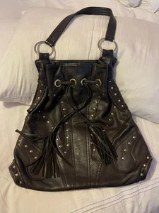XL Bulga Leather Bag Studded - Picture 1 of 2