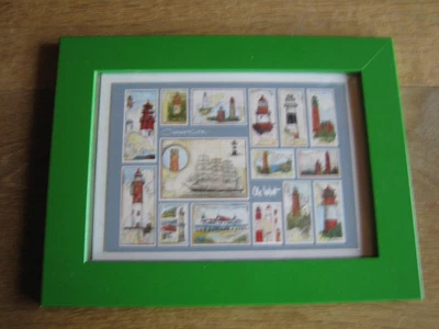 Kunstdruck-Postkarte von Ole West - Ostseeküste von 1999 - im grünen Holzrahmen - Bild 1 von 3