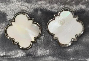 Kirk's Folly MOP Mother Of Pearl Post Earrings DIVINE PROTECTOR Silver Tone - Picture 1 of 2
