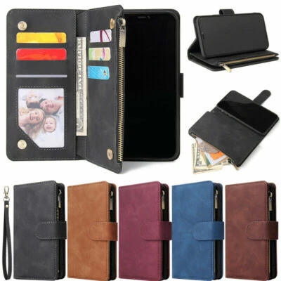 Zipper Wallet Leather Flip Case Cover For iPhone 13 14 15 Pro Max 12 11 7 8 XR - Image 1 of 4