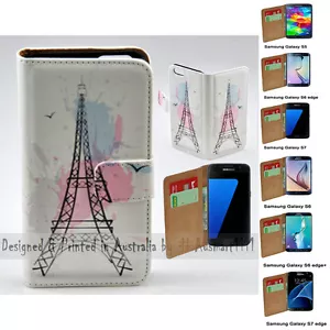 For Samsung Galaxy Series - Eiffel Tower Print Wallet Mobile Phone Case Cover - Picture 1 of 3