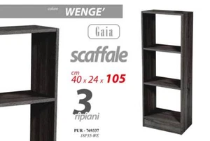 MOBILE LIBRERIA GAIA SCAFFALE 3 RIPIANI IN LEGNO WENGE' 40*24*105 CM PUR-769337 - Foto 1 di 1
