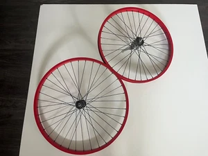 2 HJC 6061-T6 P-7X Vintage BMX GT Bicycle Alloy Rims Wheels 24" 26" Rare Red - Picture 1 of 6