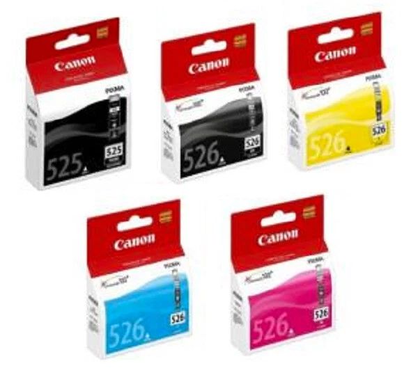 5 x Original Ink Canon PIXMA MG 5100-8150 MX 715-895 IX / PGI-525 CLI-526 Set - Image 1 of 1