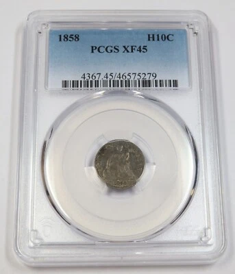 1858 PCGS XF45 | Silver Seated Half Dime - US Coin #41382A - Image 1 of 4