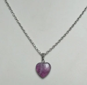 Pendentif coeur pierre naturelle fluorine fluorite violette 15 mm vendu seul - Imagen 1 de 1