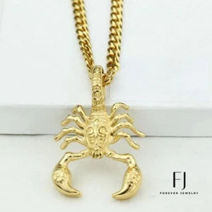 Herren 24" Edelstahl Kubanische Kette Skorpion Charm vergoldet + Box - Bild 1 von 4