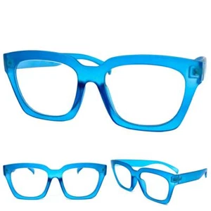 Oversized Vintage Retro Style READING Eye Glasses Readers Thick Blue Frame +1.25 - Picture 1 of 6