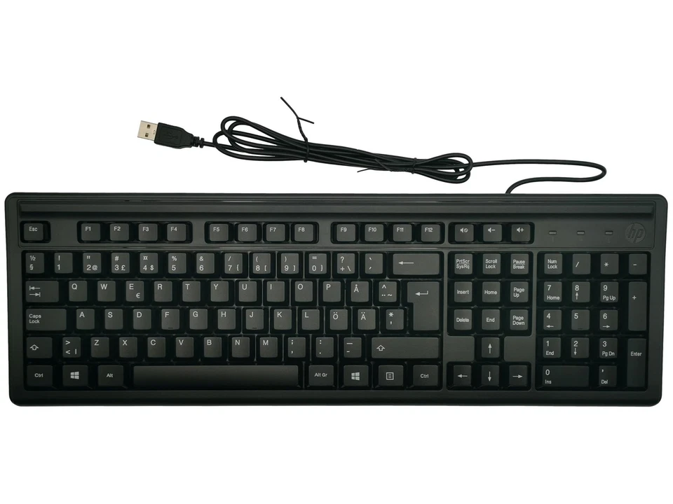 Genuine HP 100 Wired Keyboard Swedish Black 2UN30AA#ABS - Image 1 of 2