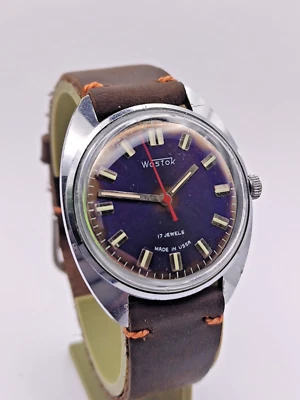 Vintage Watch Vostok Wostok Tropical Dial 17 Jewels Soviet USSR Men Leather - Image 1 of 4