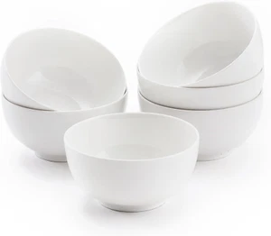 White Soup Bowls 6 In, 26Oz round Large Ceramic Bowls Set of 6, Deep Porcelain B - Picture 1 of 12