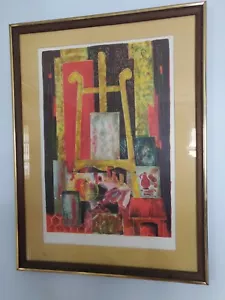 Tony Agostini LITHOGRAPHIE italienische signierte abstrakte Stillleben Lithographie # 129/275 - Bild 1 von 11