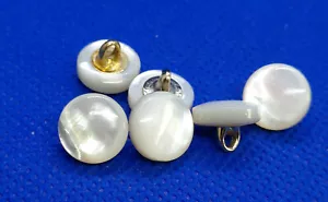 6 Blusenknöpfe Real Mother Makassar Shell With Metal Eyelet White Or Colored - Picture 1 of 19