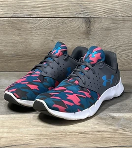 UNDER ARMOUR Flow RN Sneakers Gray/Teal/Pink Youth Boy's Size 6.5 Running Shoes - Picture 1 of 20