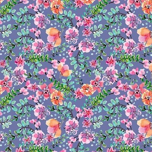 Beautiful Ride Flowers Violet Premium Quality 100% Cotton Sold by The Yard - Picture 1 of 1