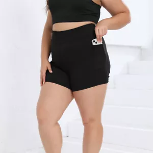 Pantalones Cortos con Bolsillos para Mujer Deportes Talla Grande Yoga Pantalones Cortos Gimnasio Fitness 0XL-4XL - Imagen 1 de 7