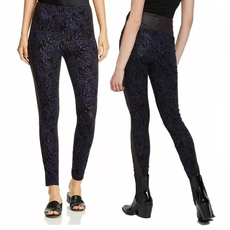 Lysse Womens Kent Blue Printed Faux Suede Ankle Leggings L BHFO 3788