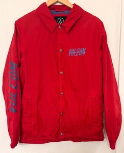Volcom Jacket Red Size Medium Snap Button water resistant, skateboarding surf - Picture 1 of 12
