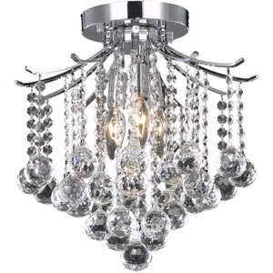 Flush Mount Crystal Chandelier 3 Light Fixture Dining Room Bedroom Hallway 12" - Picture 1 of 2