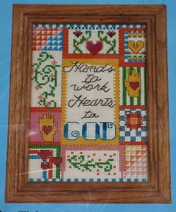  CANDAMAR Counted Cross Stitch Kit 5096 HANDS TO WORK-HEARTS TO GOD 5" x 7" NIP! - Picture 1 of 3