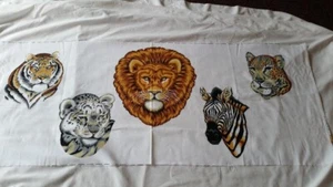 Jungle Wildlife Animal Head Fabric Panels ~ 17.5" x 45" ~ Lion, Zebra, Leopard - Picture 1 of 1