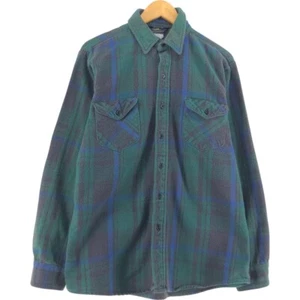 Vintage 1980'S Osh Kosh long-sleeved heavy flannel check shirt men's size L - Picture 1 of 3