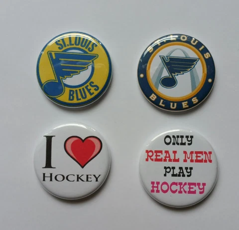 Lot of 4 1.25" Pinback / Magnets / Flatback Buttons St. Louis Blues Love hockey Cover