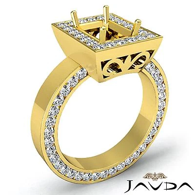 Halo Eternity Emerald Semi Mount Diamond Engagement Ring 14k Yellow Gold 1.4Ctw - Image 1 of 4