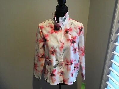 Chaqueta Trish Tyler, Petite, Talla L, Estampado de Lirios Acuarela con Cuello Flexible Foto 1 de 4