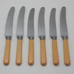 BONE EFFECT Griff WILLIAM PAGE Silber Service Besteck sechs Tafelmesser - Bild 1 von 2