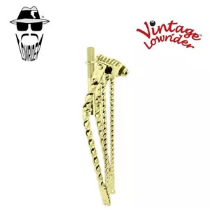 F&R LOWRIDER Steel Plated Springer 26" STRAIGHT Square Twist Spring Fork Gold - Picture 1 of 1