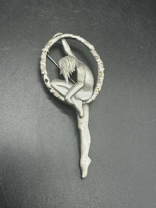 Vintage JJ Jonette Art Deco Art Nouveau Acrobatic Nude Woman Brooch Pin Read - Picture 1 of 5