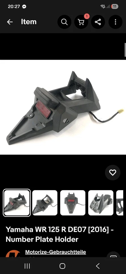 Yamaha Wr125x Tail Tidy Number Plate Holder 2008-2014 - Image 1 of 1