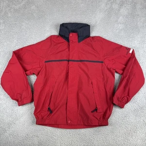 Nautica Jacket Mens Small Red Rain Coat Windbreaker Collapsible Hood Vintage - Picture 1 of 18