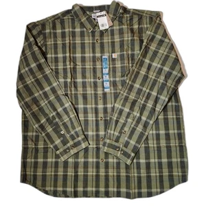 Carhartt Men’s 3XL Tall Plaid Shirt – Long Sleeve Button-Down, Relaxed Fit - Picture 1 of 8