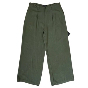Pantalones de pierna ancha Lulus nuevos con etiquetas mezcla de lino se adapta perfectamente a ti talla XL verde oliva fluido - Imagen 1 de 15