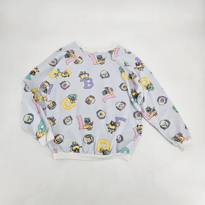 复古猫小猫蓬松图案运动衫女式 XS 小号奶奶书 — 第 1/4 张图片