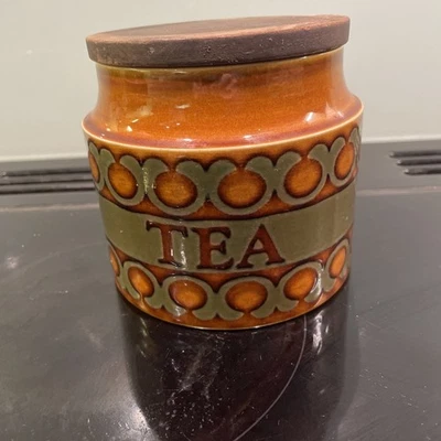 Hornsea Bronte Tea Storage Jar Small Vintage 1975 VGC Wooden Lid 10 cm - Image 1 of 4