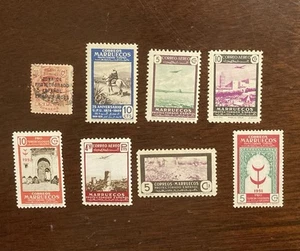 Estampillas de Marruecos 1903-1953 incluyendo sobreimpresión de España, correo aéreo (sin usar + 1 usado) - Imagen 1 de 5
