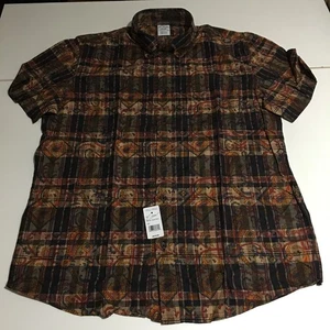 Brooks Brothers Madras Mens Medium Short Sleeve Button Shirt Plaid Paisley NWT - Picture 1 of 9