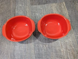 CW von Corningware Menge 2 Steinzeug 20 Unzen kleine Bäcker Orange - Bild 1 von 6